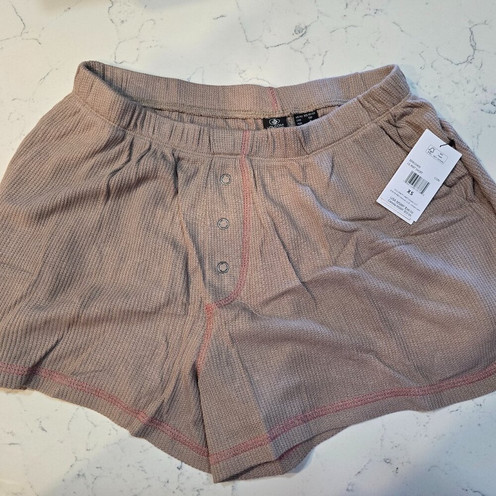 VOLCOM Women's LIL KNIT SHORT Concrete / Brown Size XS New Shorts Sleep-wear
